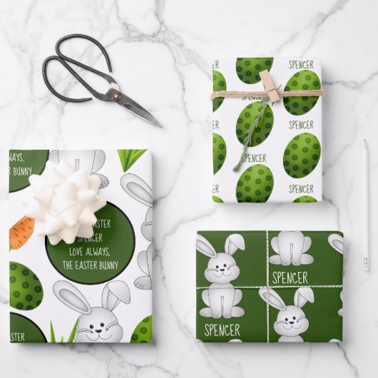 Happy Oaster Bunny Personalisiert Geschenkpapier Set (Vorderseite)
