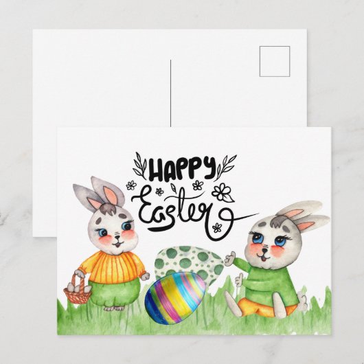 Happy Oaster Bunny Postkarte (Vorne/Hinten)