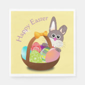 Happy Oaster Bunny Rabbit Basket Egg Dinner Napkin Serviette (Vorderseite)