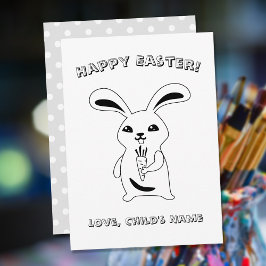 Happy Oaster Bunny Rabbit Coloring Page