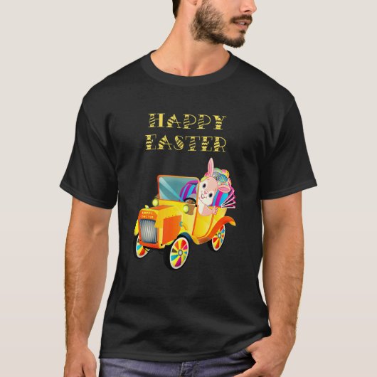Happy Oaster Bunny Rabbit Driving Car T-Shirt (Vorderseite)