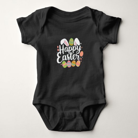 Happy Oaster Bunny Rabbit Egg Holiday Baby Strampler (Vorderseite)