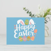 Happy Oaster Bunny Rabbit Egg Holiday Einladung (Stehend Vorderseite)