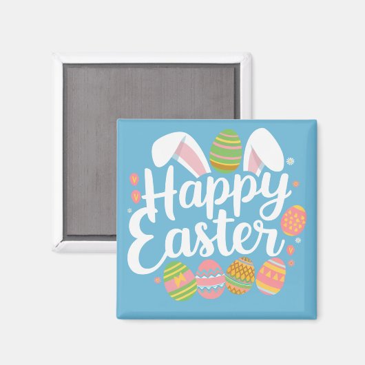 Happy Oaster Bunny Rabbit Egg Holiday Magnet (Vorderseite/Rückseite)