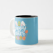 Happy Oaster Bunny Rabbit Egg Holiday Zweifarbige Tasse (Vorderseite Links)