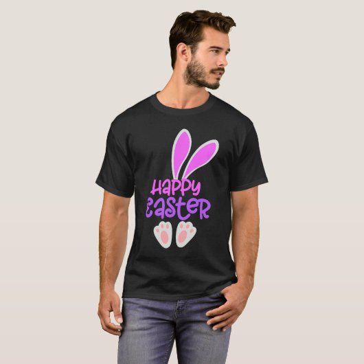 Happy Oaster Bunny Rabbit Egg Hunt Niedliche Ohren T-Shirt (Vorne ganz)