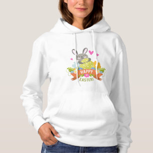 Happy Oaster Bunny Rabbit Eggs Floral   Urlaub Hoodie