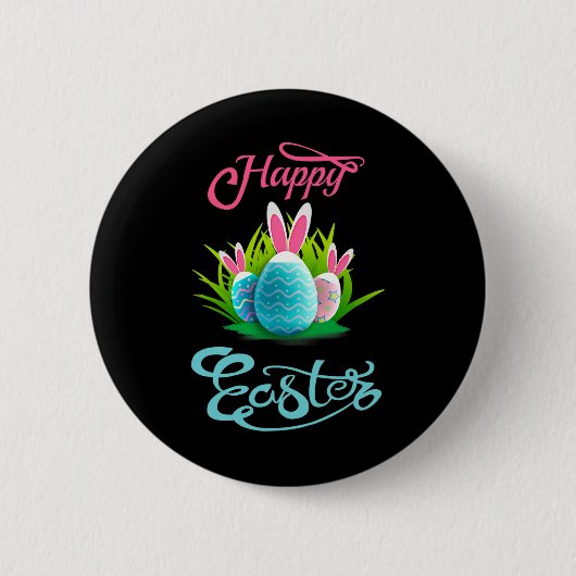 Happy Oaster Bunny Rabbit Eggs; Osterfrauen Button (Vorderseite)