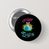 Happy Oaster Bunny Rabbit Eggs; Osterfrauen Button (Vorne & Hinten)