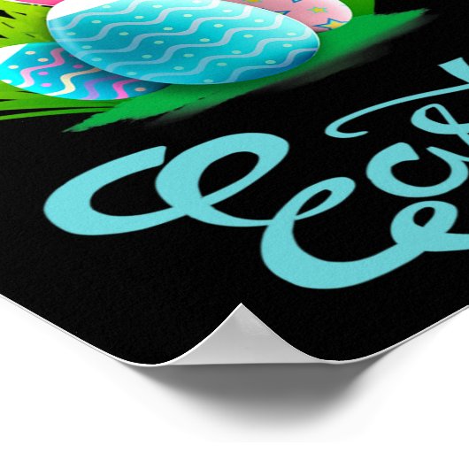 Happy Oaster Bunny Rabbit Eggs; Osterfrauen Poster (Ecke)