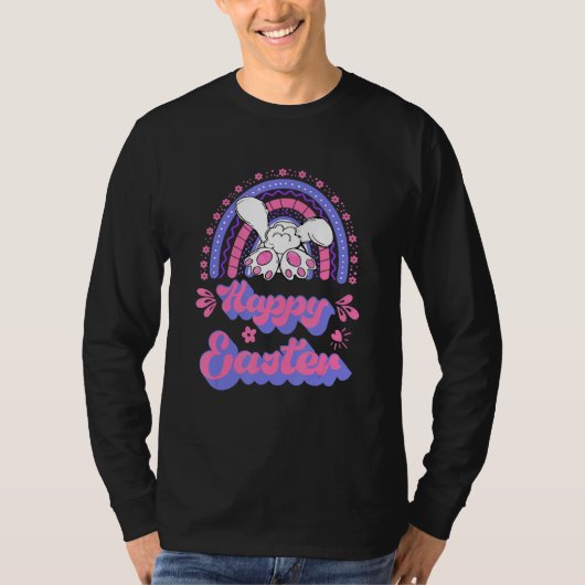 Happy Oaster Bunny Rabbit Eggs Regenbogen 1 T-Shirt (Vorderseite)