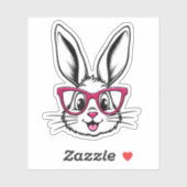 Happy Oaster Bunny Rabbit Face mit Brille Aufkleber (Blatt)
