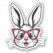 Happy Oaster Bunny Rabbit Face mit Brille Aufkleber (Vorderseite)