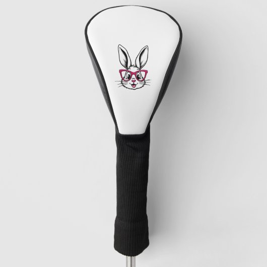 Happy Oaster Bunny Rabbit Face mit Brille Golf Headcover (Vorderseite)