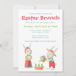 Happy Oaster Bunny Rabbit Floral Brunch Einladung