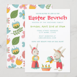 Happy Oaster Bunny Rabbit Floral Brunch Einladung