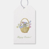 Happy Oaster Bunny Rabbit in einem Korb Frühjahr Geschenkanhänger (Vorderseite)
