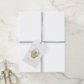 Happy Oaster Bunny Rabbit in einem Korb Frühjahr Geschenkanhänger (Mit Garn)