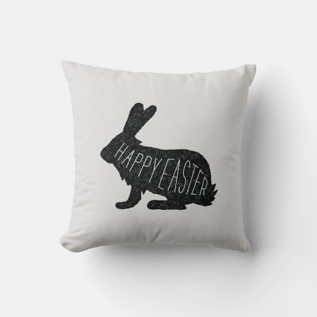 Happy Oaster Bunny Rabbit Monochrome Throw Kissen (Vorderseite)