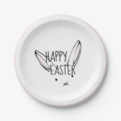 Happy Oaster Bunny Rabbit Pink Border Party Teller (Vorderseite)