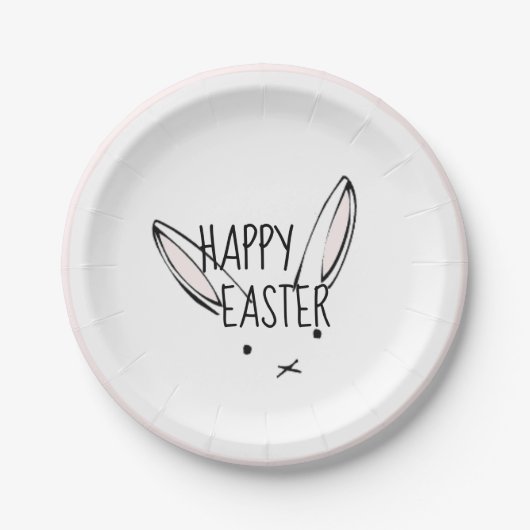 Happy Oaster Bunny Rabbit Pink Border Party Teller (Vorderseite)