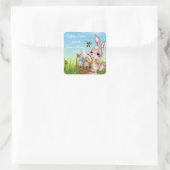 Happy Oaster Bunny Rabbit Quadratischer Aufkleber (Tasche)