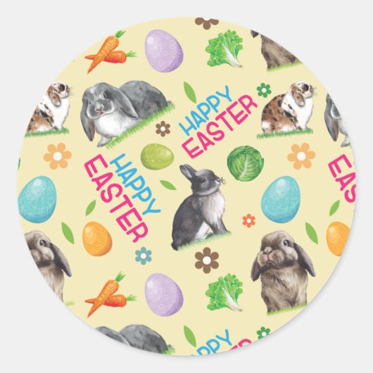 Happy Oaster Bunny Rabbit Runder Aufkleber (Vorderseite)