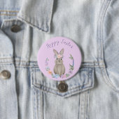 Happy Oaster Bunny Rabbit und Blume Button (Beispiel)