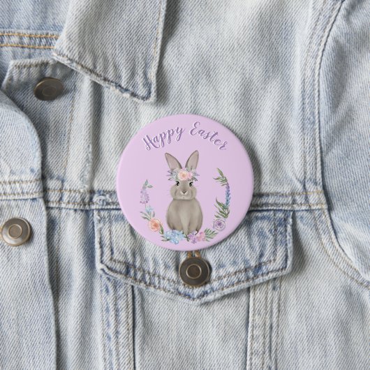 Happy Oaster Bunny Rabbit und Blume Button (Beispiel)