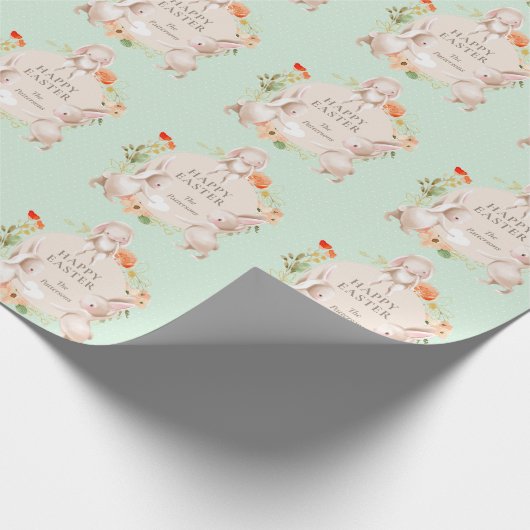 Happy Oaster Bunny Rabbits Personalisiert Geschenkpapier (Ecke)