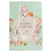Happy Oaster Bunny Rabbits Personalisiert Mittlere Geschenktüte (Rückseite)