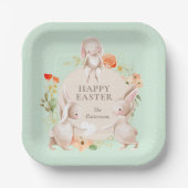 Happy Oaster Bunny Rabbits Personalisiert Pappteller (Vorderseite)