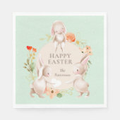 Happy Oaster Bunny Rabbits Personalisiert Serviette (Vorderseite)