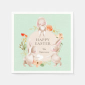 Happy Oaster Bunny Rabbits Personalisiert Serviette (Vorderseite)