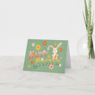 Happy Oaster Bunny Retro Personalisiert farbenfroh Feiertagskarte