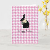 Happy Oaster Bunny Silhouette Blume Hahnentrittmus Karte (Gelbe Blume)