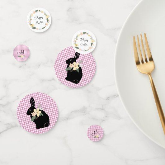 Happy Oaster Bunny Silhouette Blume Hahnentrittmus Konfetti (Gruppe)