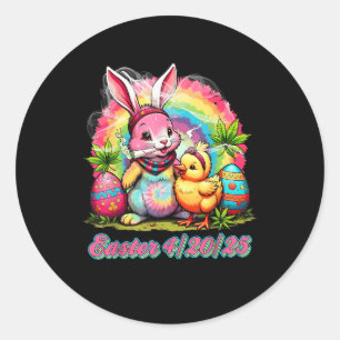 Happy Oaster Bunny Smoking Weed Funny Men Women Runder Aufkleber