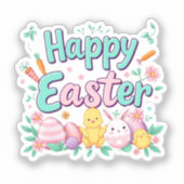 Happy Oaster Bunny Spring Ostereier Ostern Aufkleber (Vorderseite)