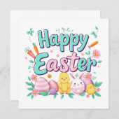 Happy Oaster Bunny Spring Ostereier Ostern Einladung (Vorne/Hinten)
