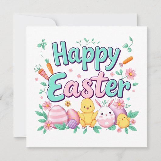 Happy Oaster Bunny Spring Ostereier Ostern Einladung (Vorderseite)