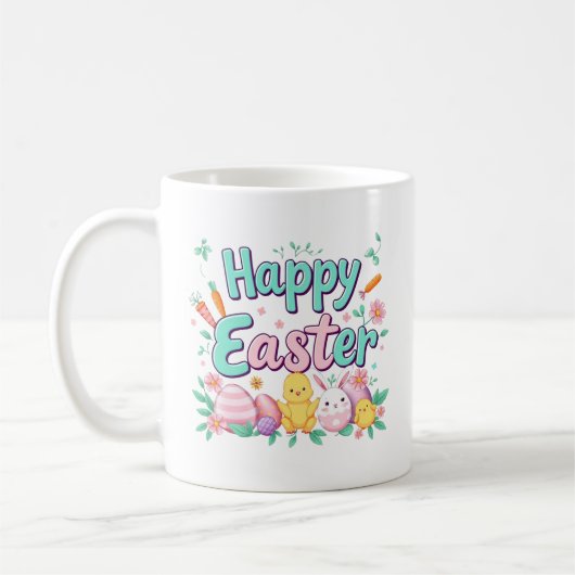 Happy Oaster Bunny Spring Ostereier Ostern Kaffeetasse (Links)