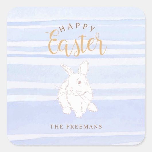 Happy Oaster Bunny Sticker Custom Blue Watercolor (Vorderseite)