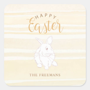 Happy Oaster Bunny Sticker Soft Yellow Watercolor