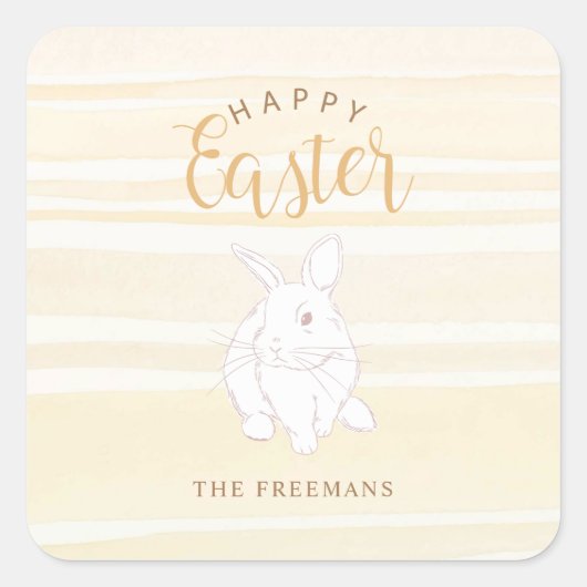 Happy Oaster Bunny Sticker Soft Yellow Watercolor (Vorderseite)