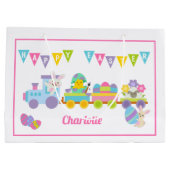 Happy Oaster Bunny Train Pink Große Geschenktüte (Rückseite)