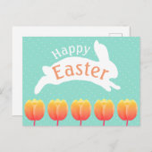 Happy Oaster Bunny & Tulips Postkarte (Vorne/Hinten)