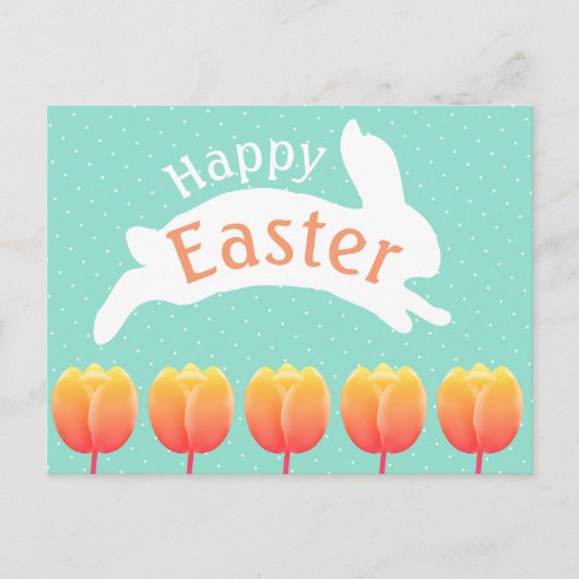 Happy Oaster Bunny & Tulips Postkarte (Vorderseite)