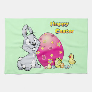 Happy Oaster Bunny und Baby Chick Küchentuch