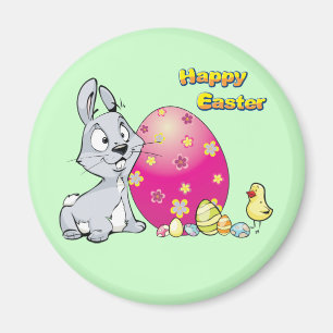 Happy Oaster Bunny und Baby Chick Magnet